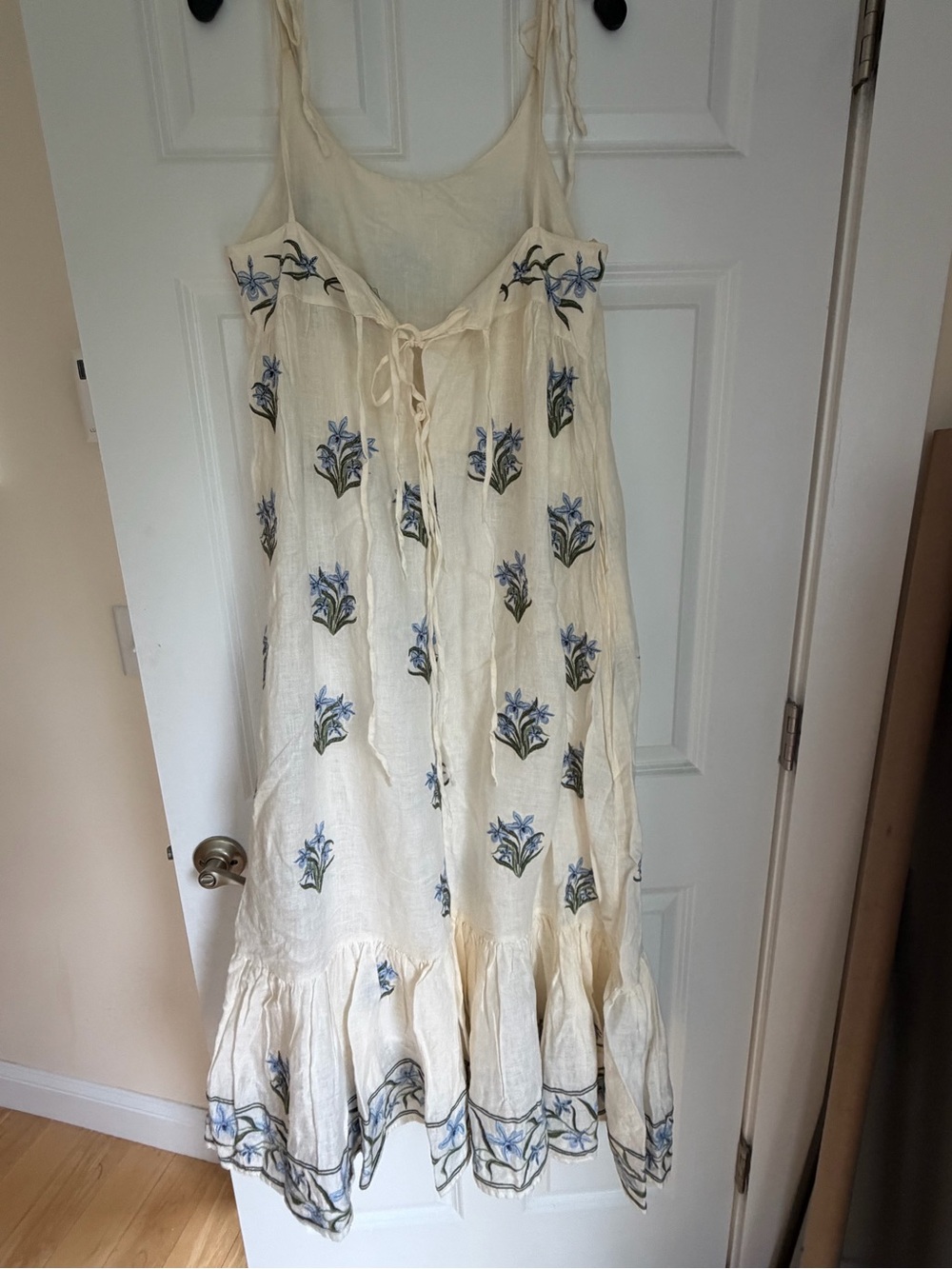 Agua by Agua Bendita Bossa Neck Maxi Dress Blue Floral Embroidery $1300 - Picture 7 of 13